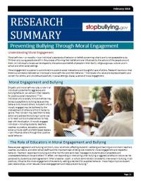 Preventing BullyingThrough Moral Engagement
