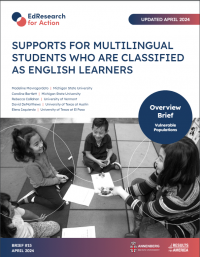 "A diverse classroom of students engaged in discussion with a teacher, focusing on support for multilingual English learners."