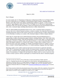 US Department of Education Letter on Discrimination Against Muslim, Arab, Sikh, South Asian, Hindu, and Palestinian Students
