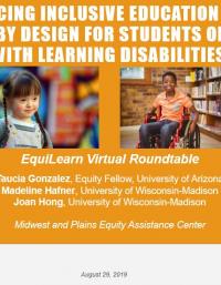Advancing Inclusive Education Using Equity by Design for Students of Color with Learning Disabilities 