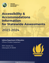 Cover of the 2023-2024 IDOE guide on accessibility and accommodations for statewide assessments