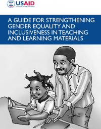 USAID guide cover: picture shows an adult and child reading together, highlighting the importance of inclusive learning material