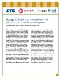 Seeing is Believing: Promising Practices for How School Districts Promote Family Engagement