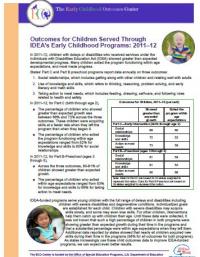Outcomes for Children Served through IDEA's Early Childhood Program