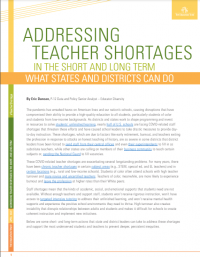 Cover image featuring Eric Duncan's analysis on COVID-19's impact on schools and strategies to address teacher shortages.