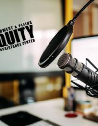 Microphone with Midwest and Plains Equity Assistance Center logo