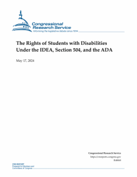 Cover of the CRS report detailing the rights of students with disabilities under IDEA, Section 504, and ADA