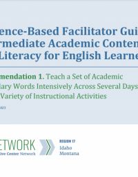 Front Page of Evidence-Based Facilitator Guide Intermediate Academic Content and Literacy for English Learners