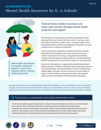 Front Page of Mental Health Resources for K-12 Schools 