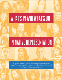 yellow background with 4 rows of images representing contemporary native people