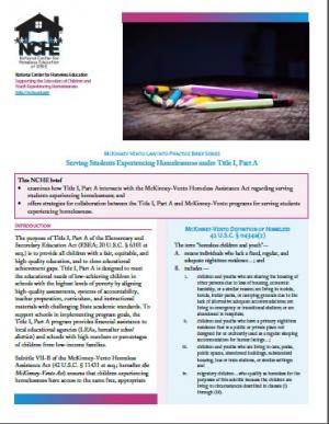 McKinney-Vento Law into Practice Brief Series: Serving Students Experiencing Homelessness under Title I, Part A