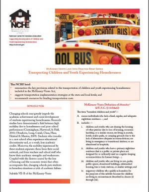 McKinney-Vento Law into Practice Brief Series: Transporting Children and Youth Experiencing Homelessness