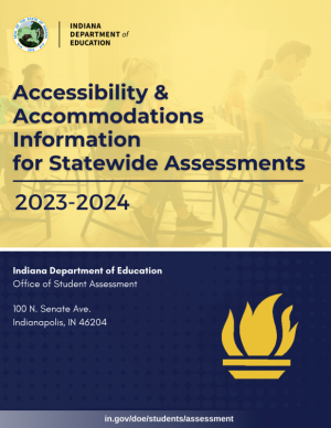 Cover of the 2023-2024 IDOE guide on accessibility and accommodations for statewide assessments