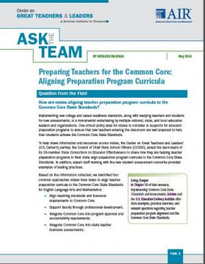 Preparing Teacher for the Common Core: Aligning Preparation Program Curricula