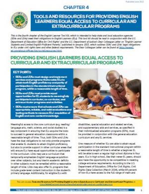 Chapter 4: Tools and Resources for Providing English Learners Equal Access to Curricular and Extracurricular Programs
