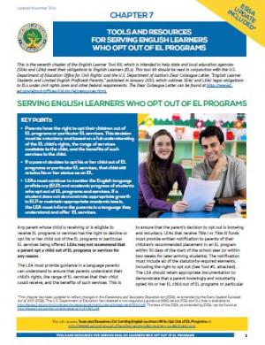 Chapter 7:Tools and Resources for Serving English Learners Who Opt Out of EL Programs