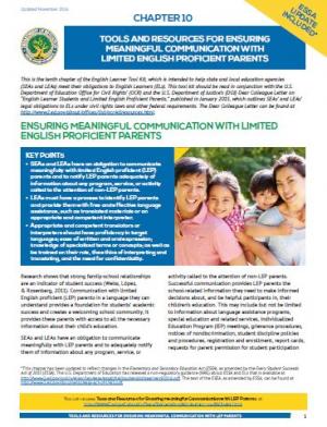 Chapter 10:Tools and Resources for Ensuring Meaningful Communication with Limited English Proficient Parents
