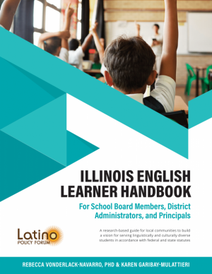 Cover of the Illinois English Learner Handbook, a guide for educators and administrators to support English Learners