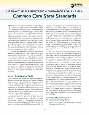 Literacy Implementation Guidance for the ELA Common Core State Standards