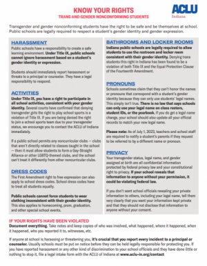 Front Page of Know Your Rights-Trans and Gender Nonconforming Students 