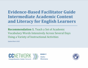 Front Page of Evidence-Based Facilitator Guide Intermediate Academic Content and Literacy for English Learners
