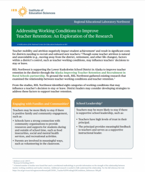 Front Page of Addressing Working Conditions to Improve Teacher Retention: An Exploration of the Research. 