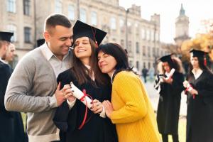 Latine familiy at high school graduation.