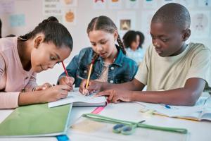 Young students of Color working together