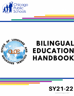 Cover of the SY22 Bilingual Education Handbook, a guide for bilingual education in Chicago Public Schools